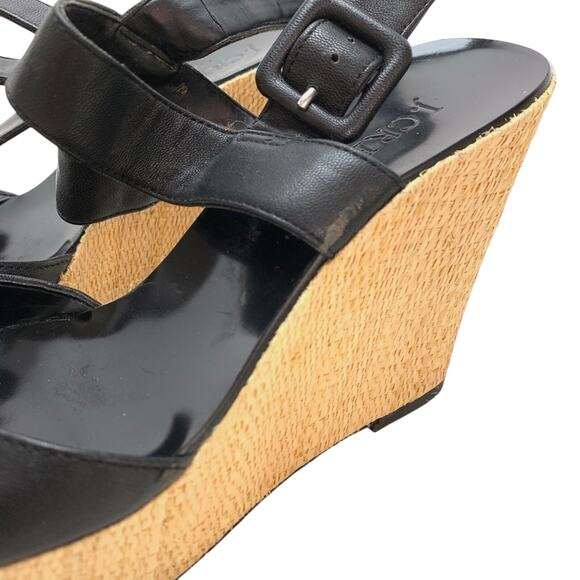 J Crew Womens Open Toe Black Wedge Platform Sandals Shoes Heels Slingback sz 6 - Picture 10 of 16